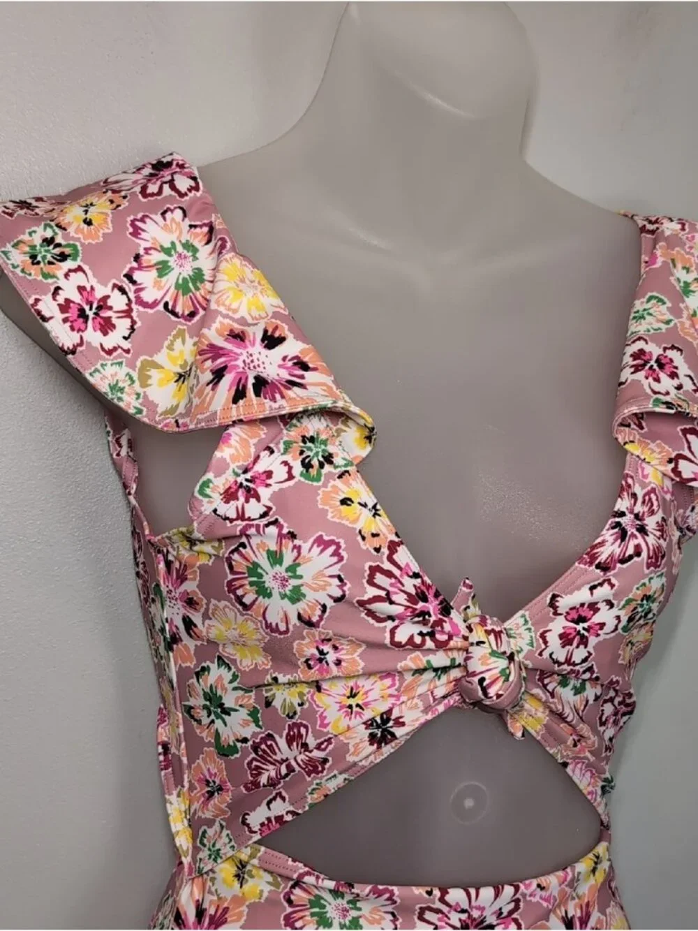 Tanya Taylor Coraline Pink Floral Knot One Piece Swimsuit Womens Size Small